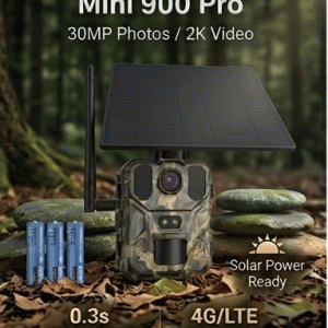 4G APP Wildlife Camera MiNi900Pro Solar Panel 3X 18650 Live Streaming 2K 30MP Waterproof IP65